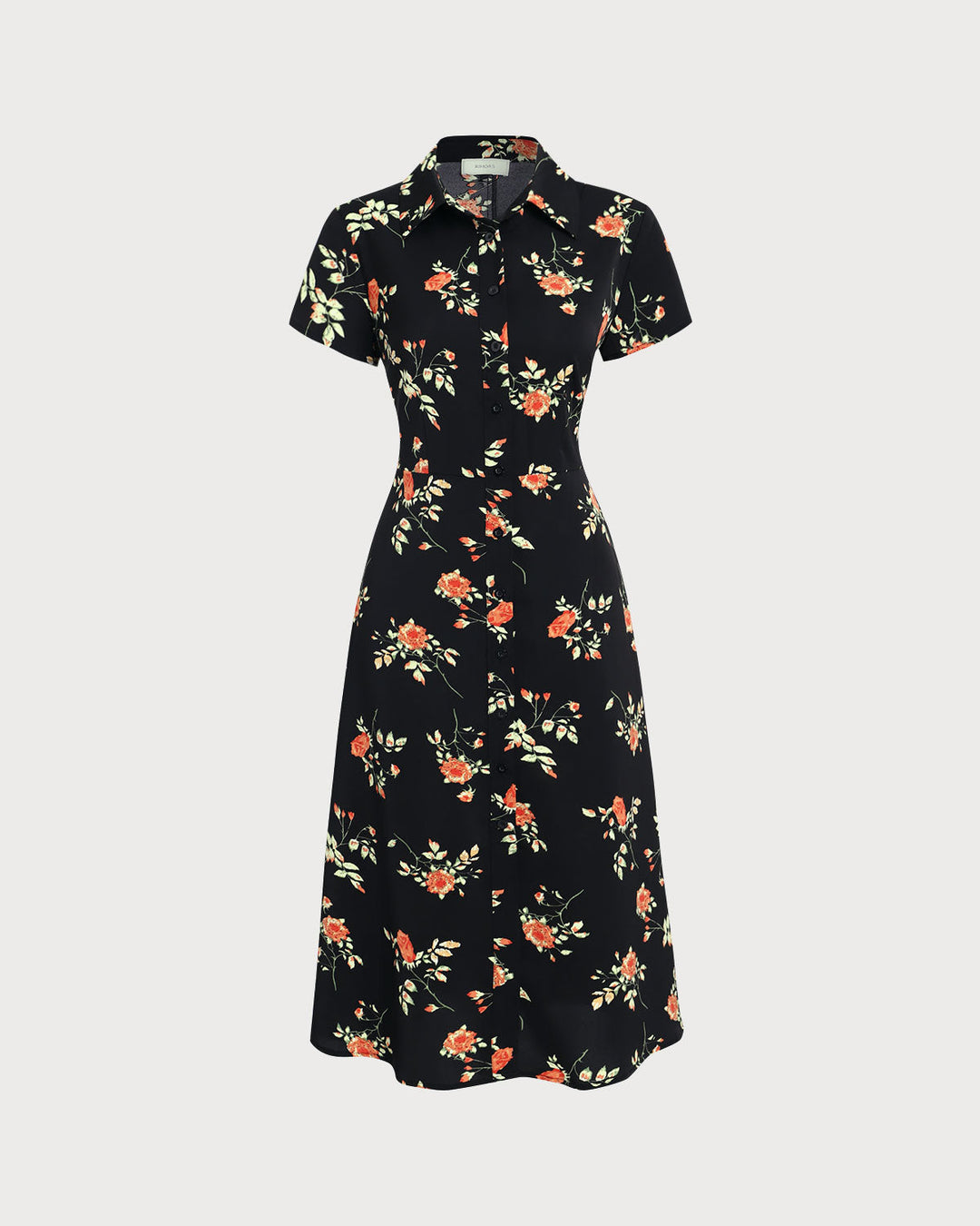 Glória | Vestido Midi Preto Floral