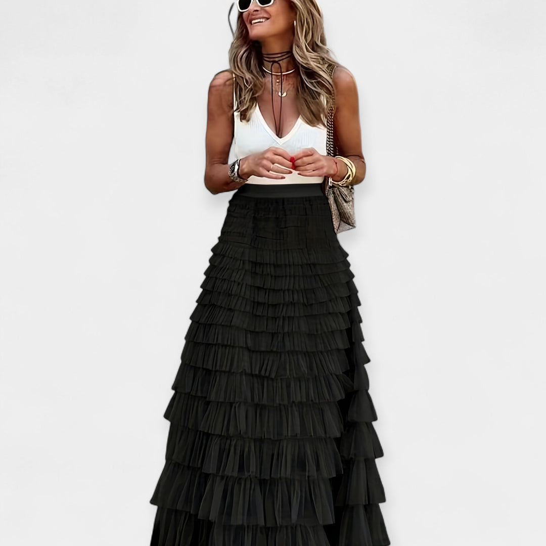 Saia Boho com Acabamento de Cetim de Malha Aberta