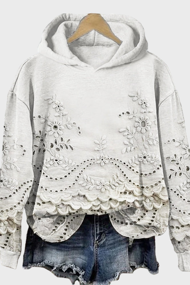 Moletom com Capuz em Renda de Campo Verde