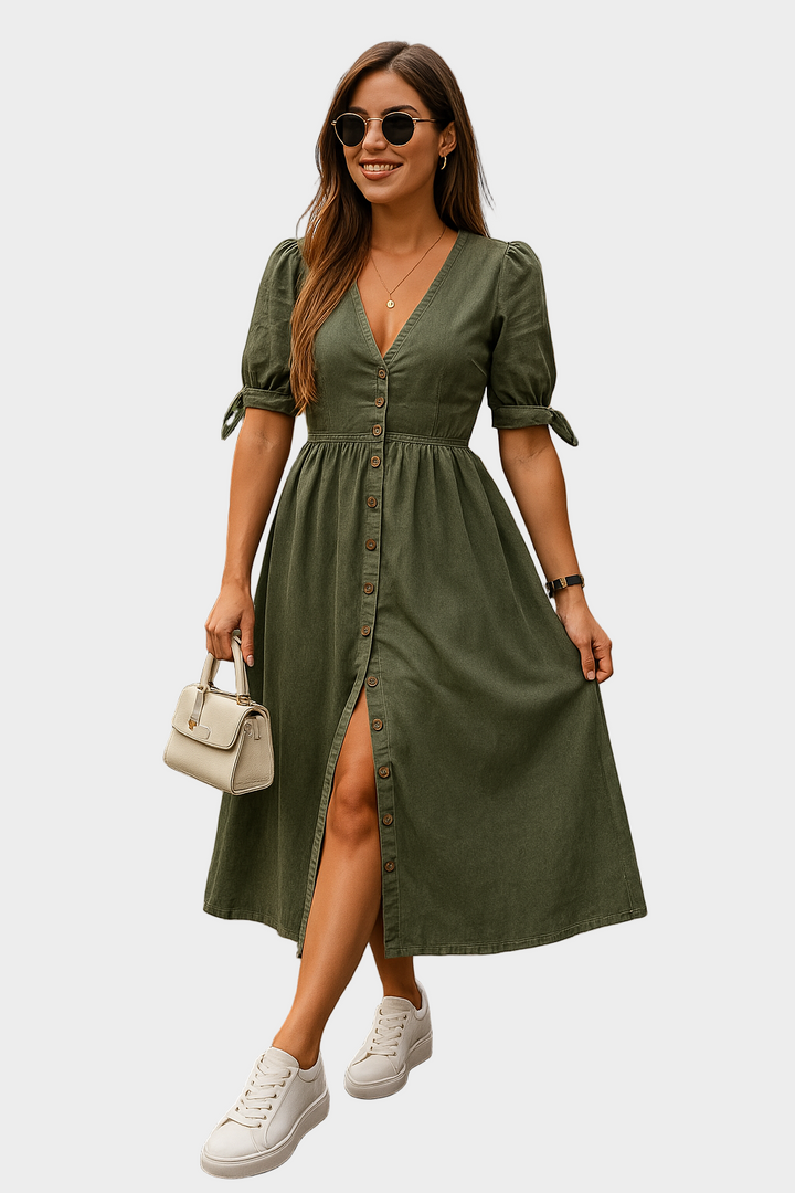 Vestido de ganga com botões