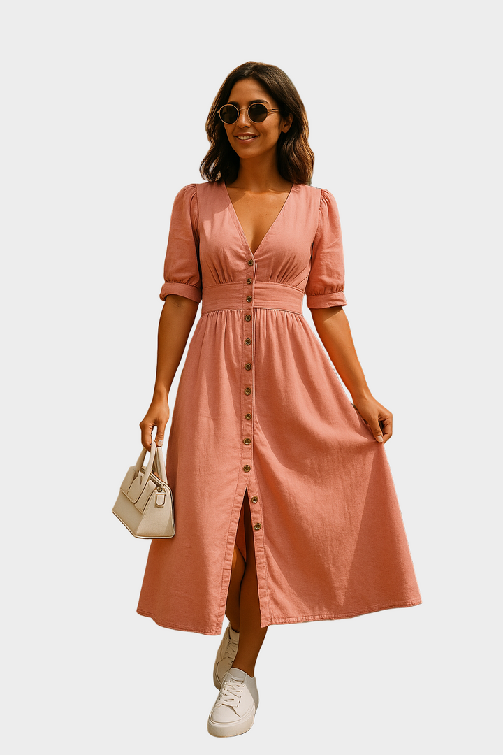 Vestido de ganga com botões