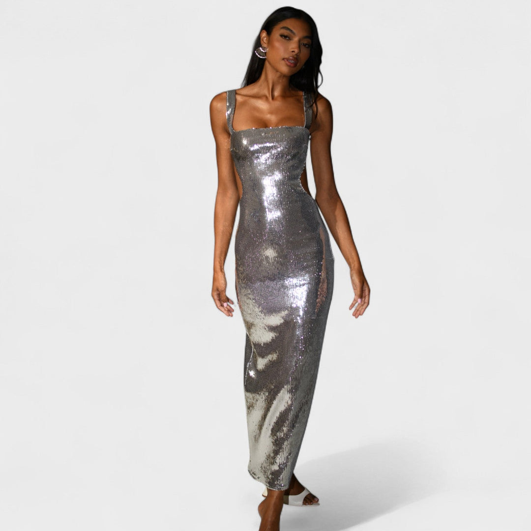 Vestido de gala Sparkle Silver - Edição de noite