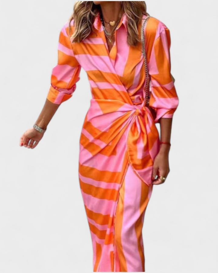 Louisa | Vestido Envelope de Verão com Gola em Tecido Leve