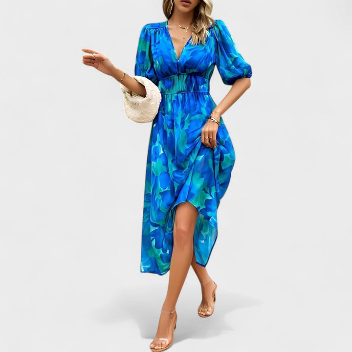 Clara – Vestido Midi Floral Elegante