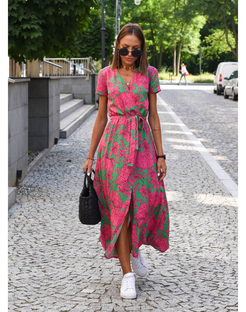 Amelie – Vestido Midi Floral Ajustável e Confortável