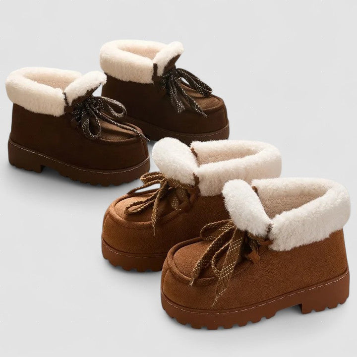 Caty | Botas com plataforma em camurça sintética com toque fofo e quente