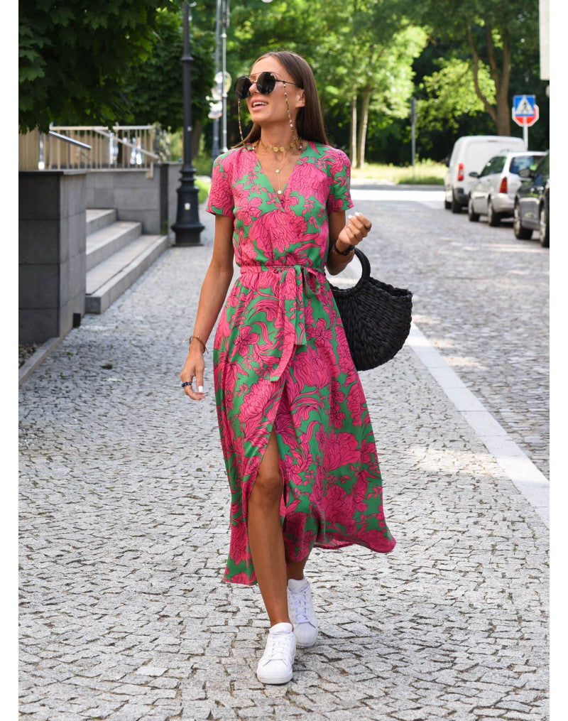 Amelie – Vestido Midi Floral Ajustável e Confortável