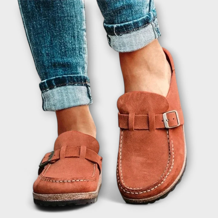 Vidonia-Mocassins ortopédicos para mulher com fivelas decorativas