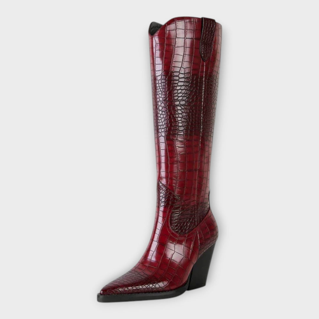 Botas com Design Croco e Salto Elegante