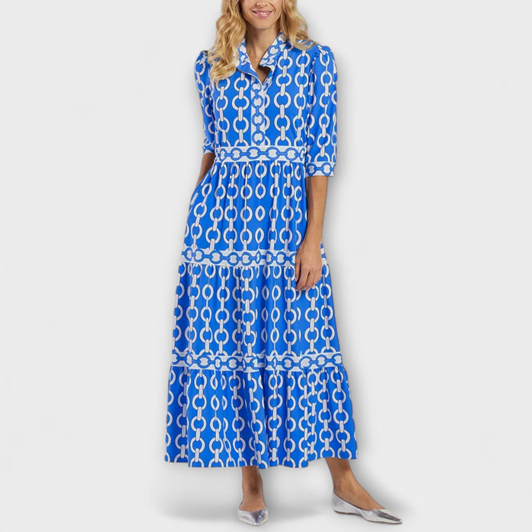 Sophia – Vestido Midi com Detalhes de Correntes