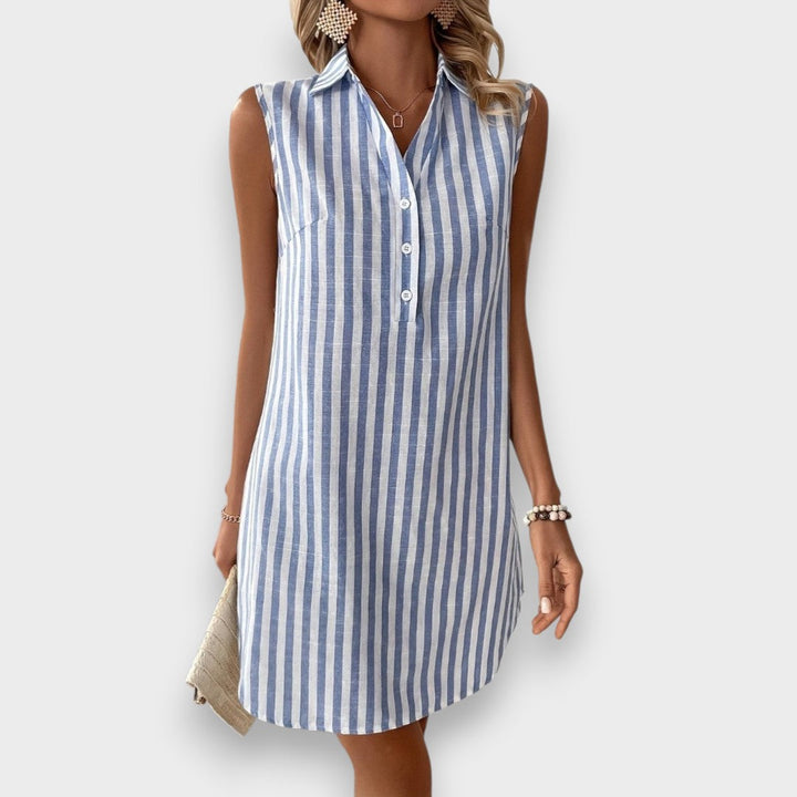 Lúcia | Vestido Camisa Listrado Sofisticado