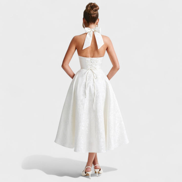 Effie - Vestido midi texturado com decote V