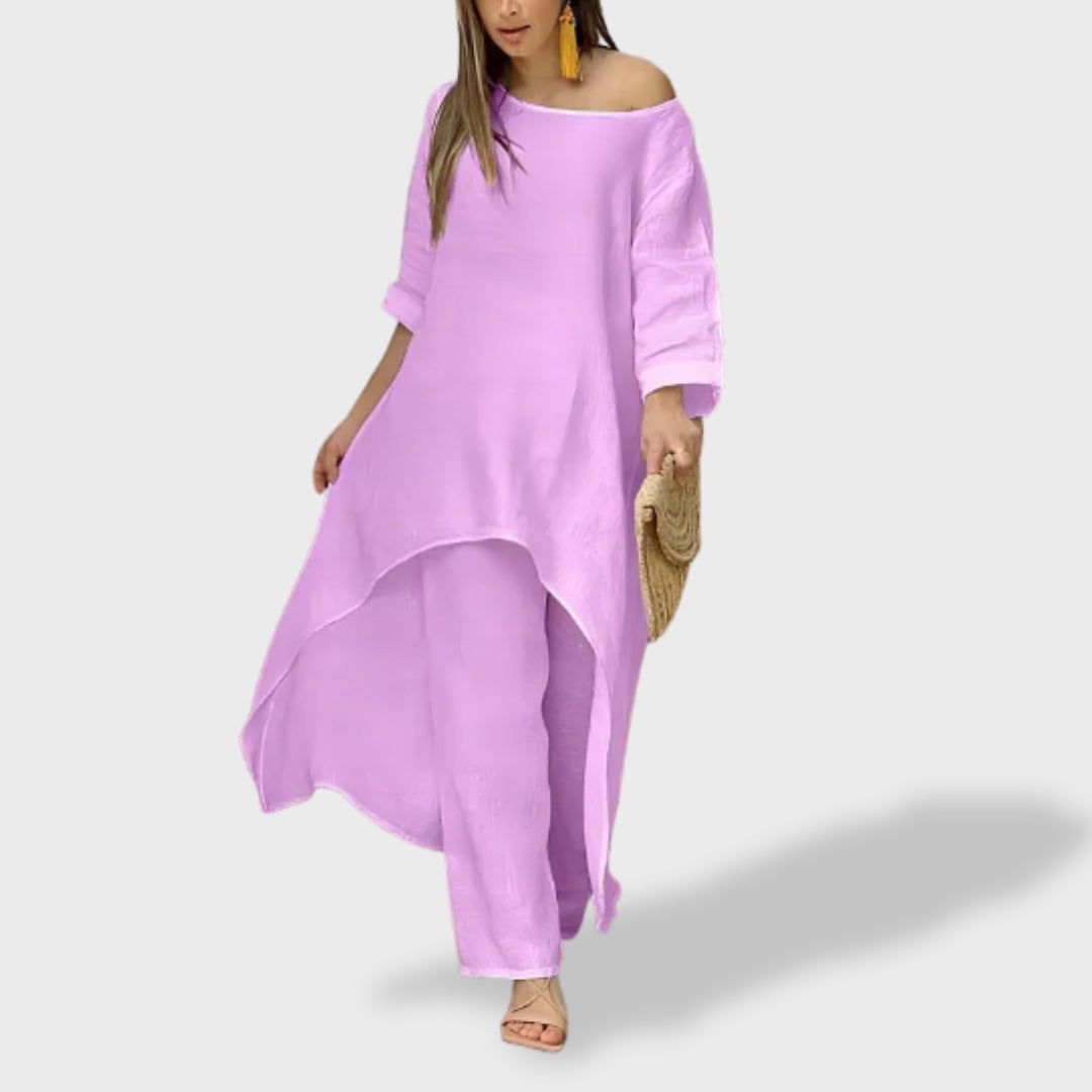 Filipa™ | Conjunto Leve de Linho para as Férias