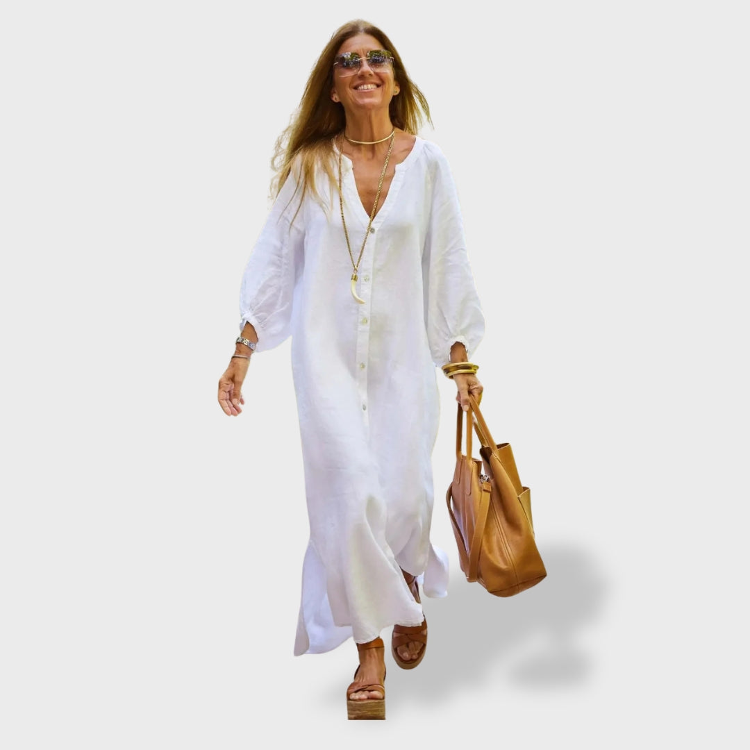 Eva™ ｜Vestido de Verão em Algodão e Linho