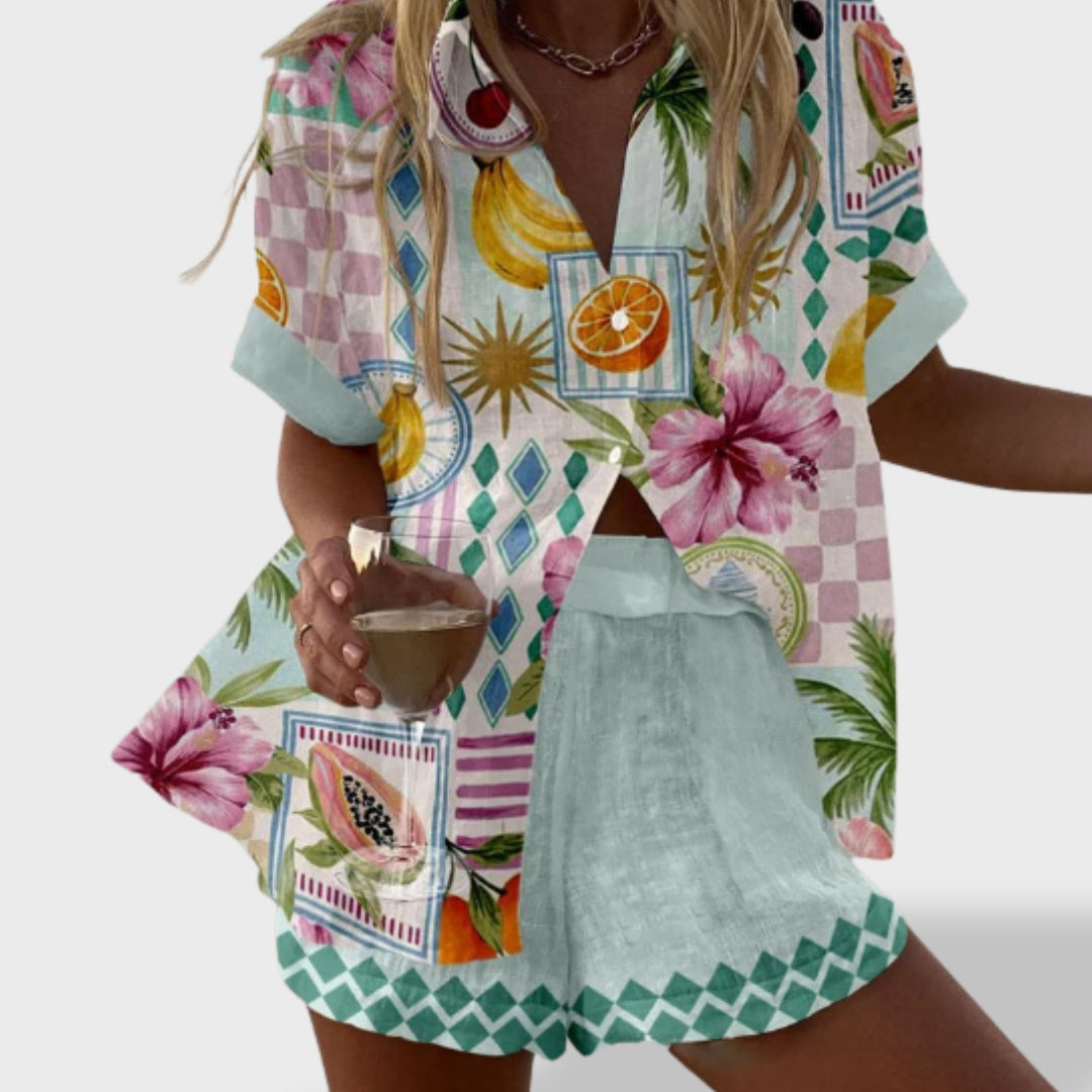 Norellia™ | Conjunto curto de linho leve e versátil para o verão