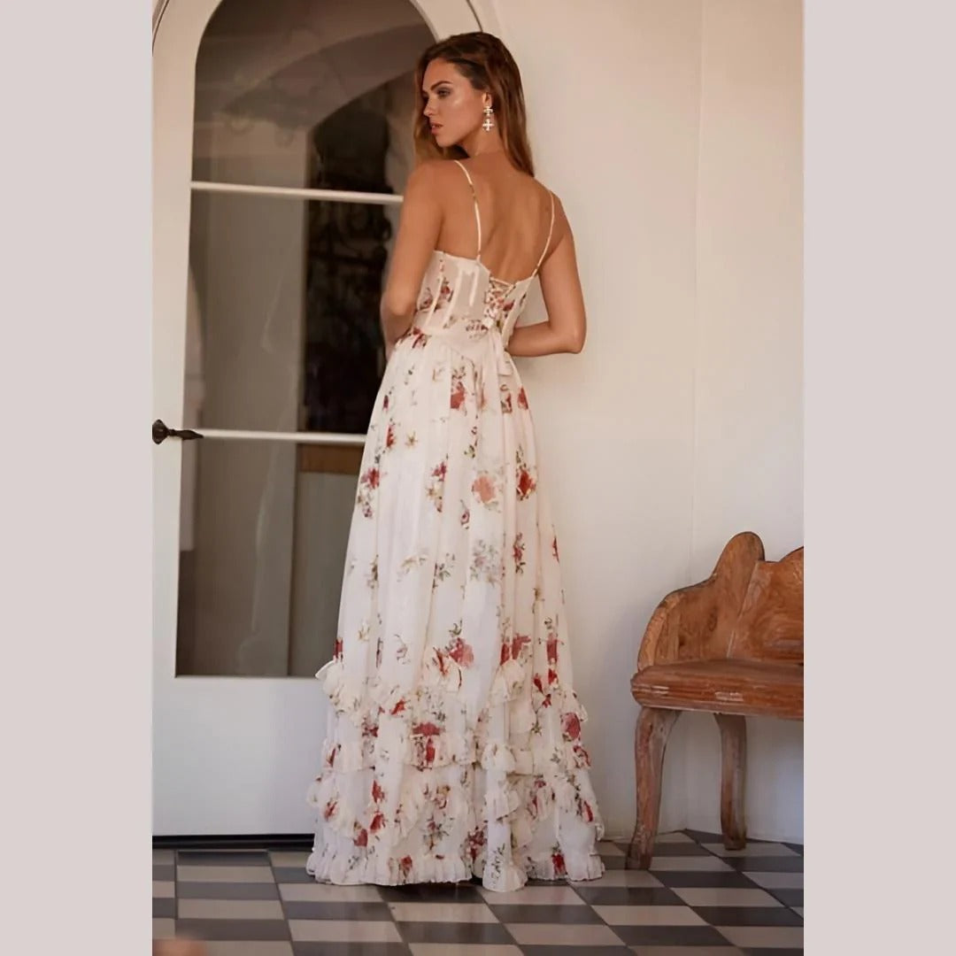 Sónia | Vestido midi com padrão floral